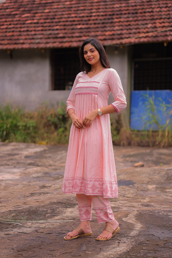 Peach Jamdhani Noor A-Line Co-ord Set (PR)