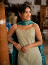 Poonguzhali Grey Sleeveless Chettinad Cotton Kurti Set ( Set of 2 )