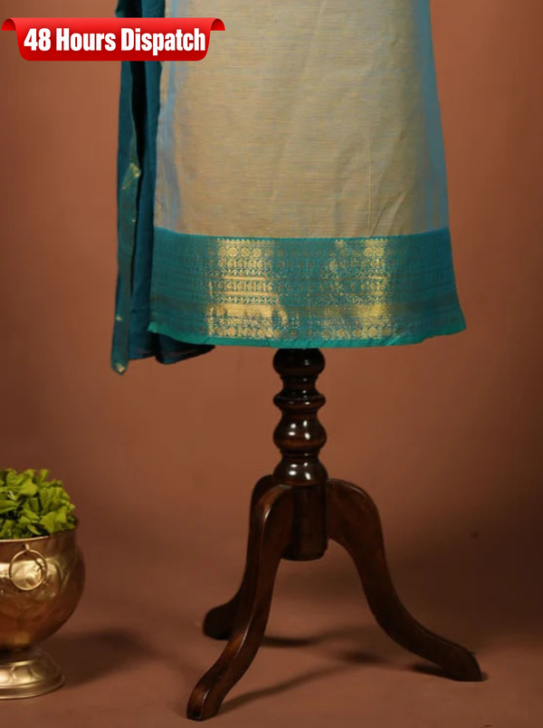 Poonguzhali Grey Sleeveless Chettinad Cotton Kurti Set ( Set of 2 )