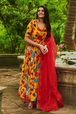 Yellow & Red Kalamkari Dress ( FW )