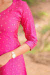 Rani Pink Banaras A-Line kurta (PR)