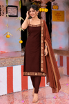 Riddhi Coffee Brown Chettinad Cotton Kurti Set (Set of 2)