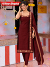 Riddhi Maroon Sleeveless Chettinad Cotton Kurti Set ( Set of 2 )