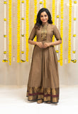 Create a Statement with Our Brown Cotton Anarkali Dress 