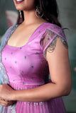 Pink with blue Organza Anarkali Dress (FW)