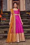 Silver Pink Banarasi Soft Silk Dress( FW )