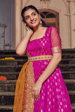 Silver Pink Banarasi Soft Silk Dress( FW )