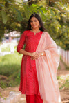 Sindoori Banaras A-Line Kurta With Dupatta (PR)