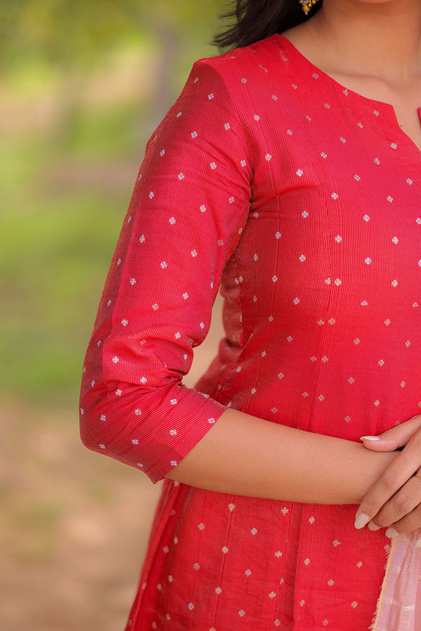 Sindoori Banaras A-Line Kurta With Dupatta (PR)
