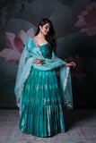 Aqua Green Organza Anarkali Dress with Dupatta Set(FW)