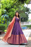Wine Handloom Dress with Embroided Georgette Dupatta
