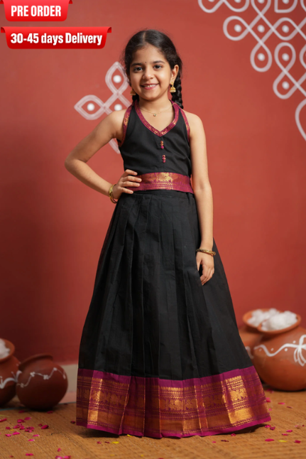 Tamizh Black Lehenga Mini (Set of 2)
