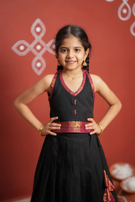 Tamizh Black Lehenga Mini (Set of 2)