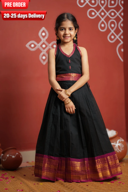 Tamizh Black Lehenga Mini (Set of 2)