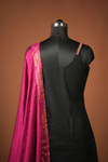 Tamizh Black Sleeveless Chettinad Cotton Kurti Set ( Set of 2 )