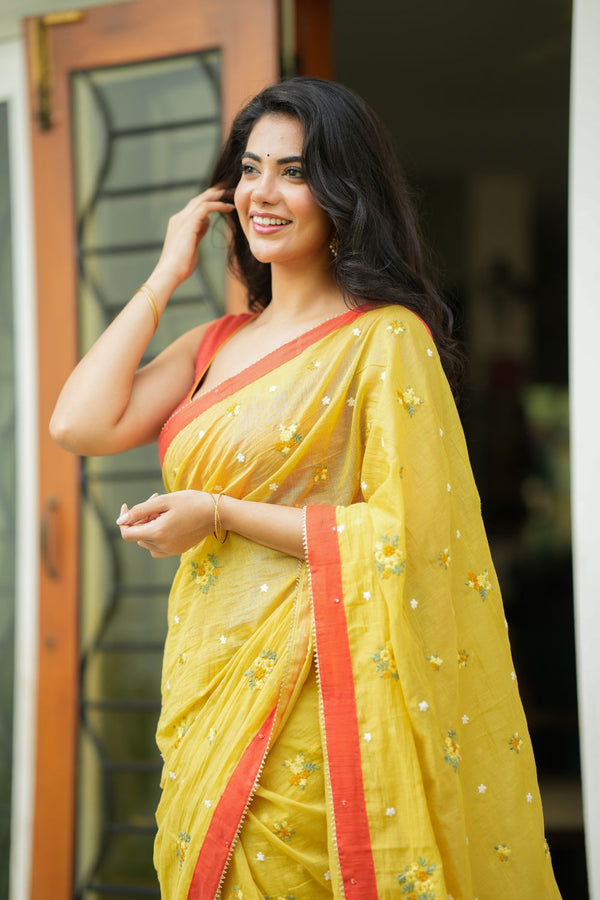 Tharagai Yellow Saree (Set of 2)