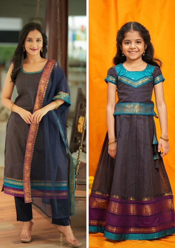 Varnika Blue Mom & Me Set