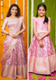 Aalaya Pink Banarasi Mom & Me Set