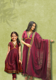 Avanti Maroon Anarkali Mom & Me Set