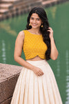 Mantra Yellow Crop Top & Skirt Set (Set of 2)