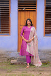 Lavender Lotus Banarasi A-Line Kurta with Dupatta (PR)