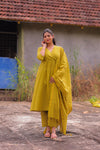 Turmeric Twist Handloom A-Line Co-ord Set With Dupatta (PR)