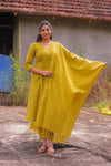 Turmeric Twist Handloom A-Line Co-ord Set With Dupatta (PR)