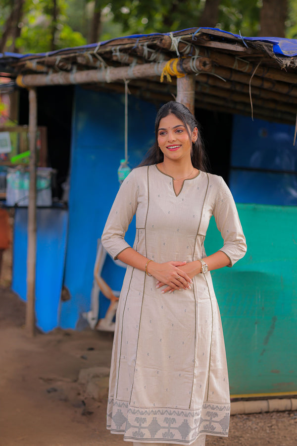 Ivory Jamdhani Noor A-Line Co-ord Set (PR)