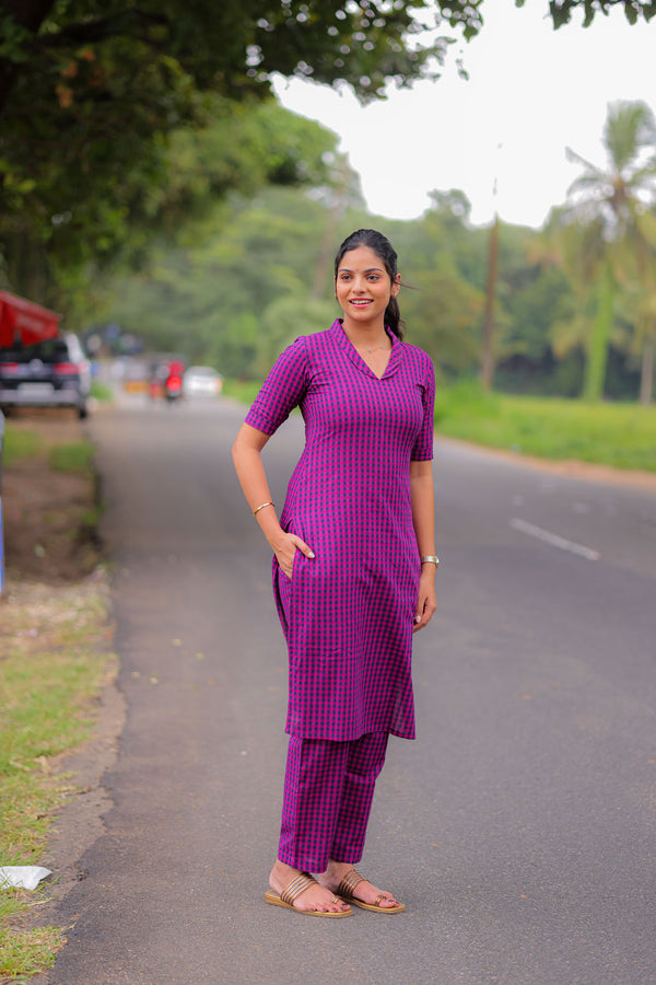 Violet Grape Notch Collar Co-ord Set (PR)