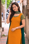 Poonguzhali Mustard Chettinad Cotton Kurti Set ( Set of 2 )