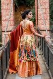 Orange Banarasi Dress with Maroon Dupatta