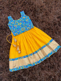 Kids mini yellow skirt with blue floral top