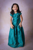 Green Chanderi Cotton Dress: Best Gift for Baby Girls