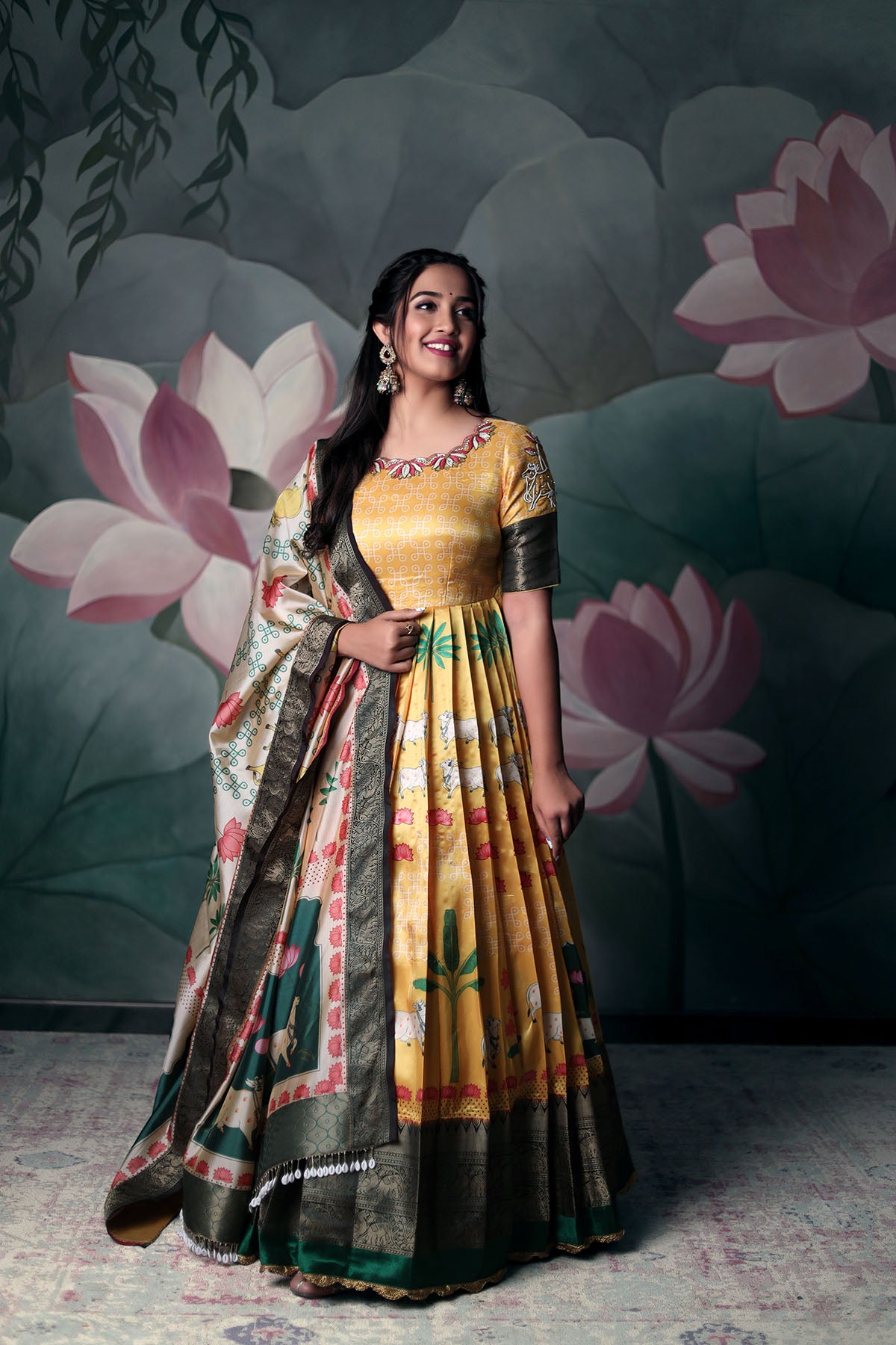 Festive Special Silk Embroidered Long Gown With Banarasi Dupatta – The  Jaipur Studio