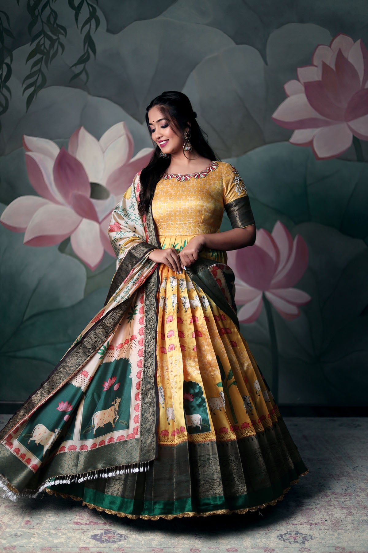 Yellow Banarasi Anarkali Dress with Dupatta