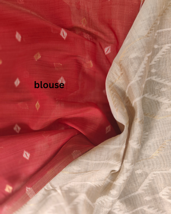 Rose Beige Mul Mul Cotton Saree