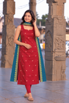 Meghna Maroon with Teal Chanderi Kurti Set ( Set of 2 )