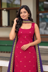 Meghna Magenta with Violet Chanderi Kurti Set ( Set of 2 )