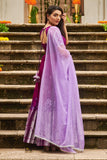Dark Violet Mirror Embroidery Organza Dress ( FW )
