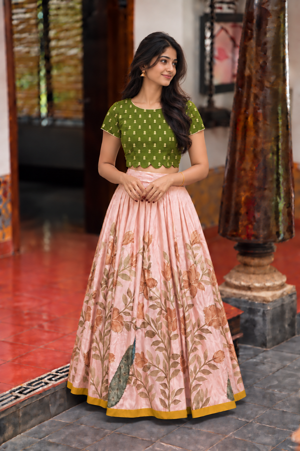 Anamika Green Croptop & Skirt ( Set of 2 )