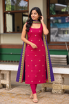 Meghna Magenta with Violet Chanderi Kurti Set ( Set of 2 )