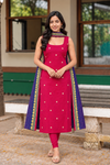 Meghna Magenta with Violet Chanderi Kurti Set ( Set of 2 )