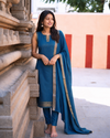 Kanimozhi Teal Chettinad Cotton Kurti Set ( Set of 2 )