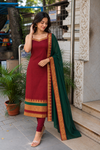 Charvi Maroon Narayanpet Kurti Set (Set of 2)