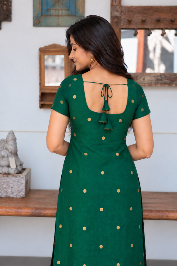 Meghna Green Chanderi Kurti Set ( Set of 2 )
