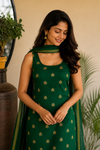 Shravya Green Soft Brocade Silk Kurti Set (Set of 3)