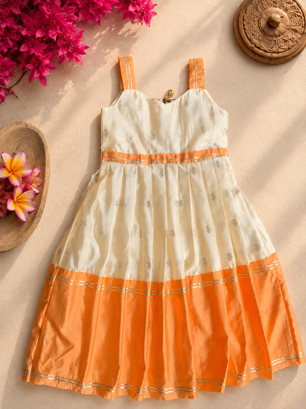 Nadhi Ivory with Orange Frock Mini