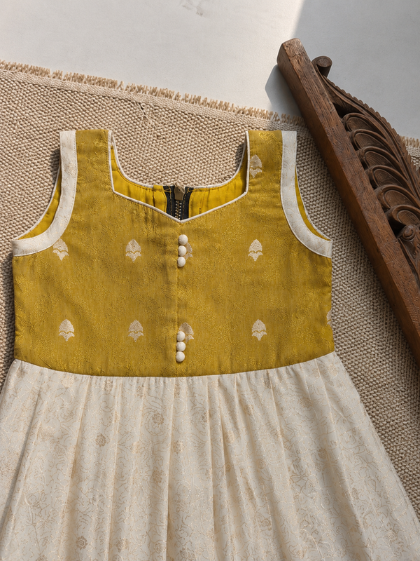 Bindu Ivory with Gold Frock Mini