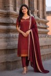 Venba Maroon Chettinad Cotton Kurti Set ( Set of 2 )