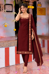 Riddhi Maroon Sleeveless Chettinad Cotton Kurti Set ( Set of 2 )